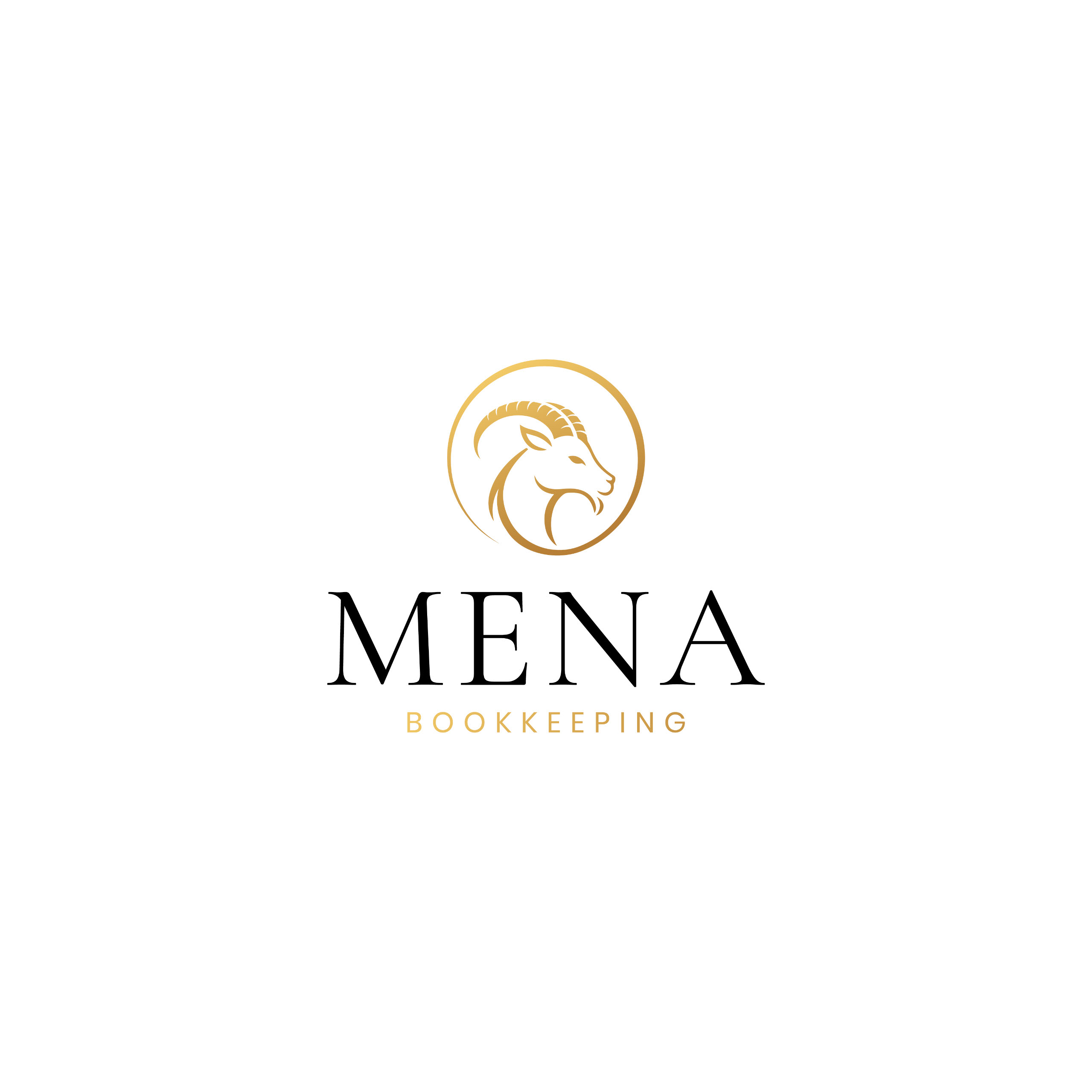 MENA Bookkeeping official gold and black logo mark